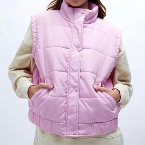 NWOT PacSun Pink Oversized Puffer Vest Size XS